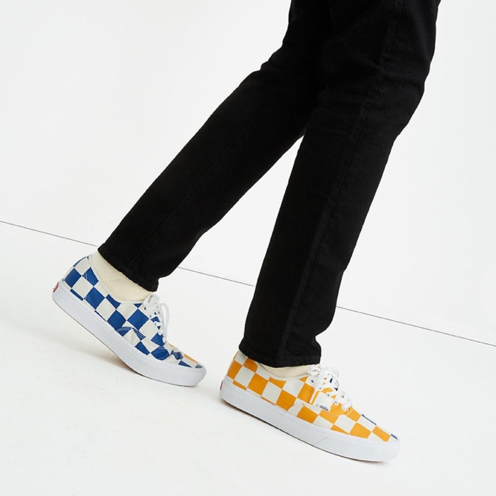 Vans Comfycush Authentic Half Big Check Yellow Blu - Picture 2 of 4